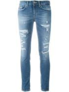 Dondup Distressed Skinny Jeans, Women's, Size: 31, Blue, Cotton/spandex/elastane/polyester