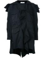 Muveil Multiple Flap Pockets Coat, Women's, Size: 36, Black, Polyester/rayon