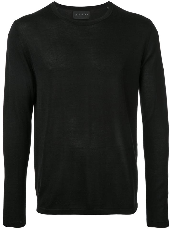 Estnation Crew Neck Jumper, Men's, Size: Medium, Black, Silk