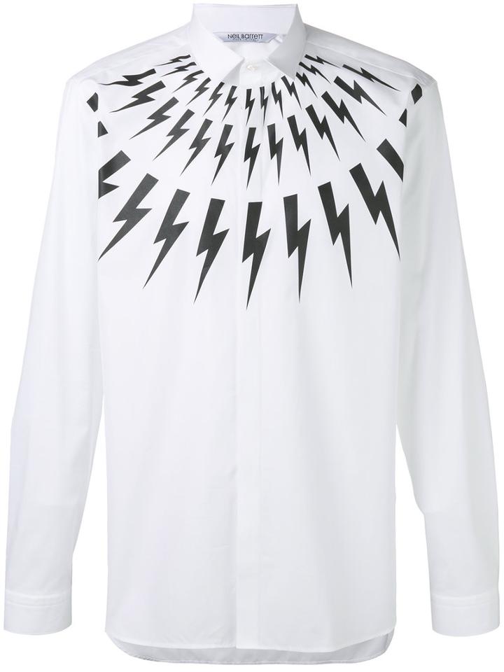 Neil Barrett Lightning Bolt Shirt, Men's, Size: 37, White, Cotton