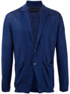 Estnation - Front Pocket Cardigan - Men - Linen/flax - L, Blue, Linen/flax