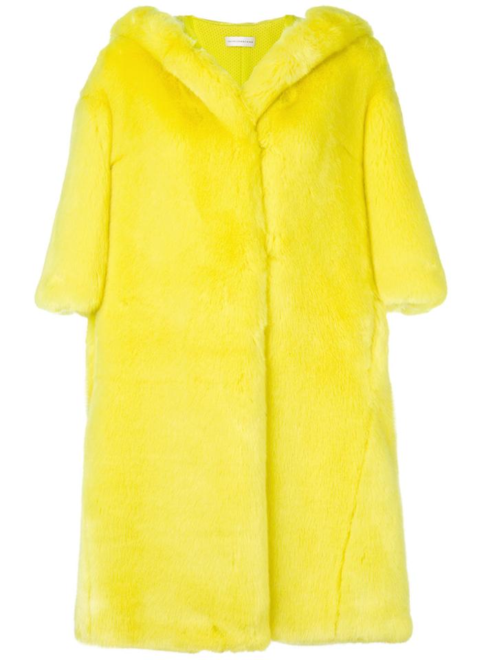 Faith Connexion Faux-fur Midi Coat - Yellow & Orange