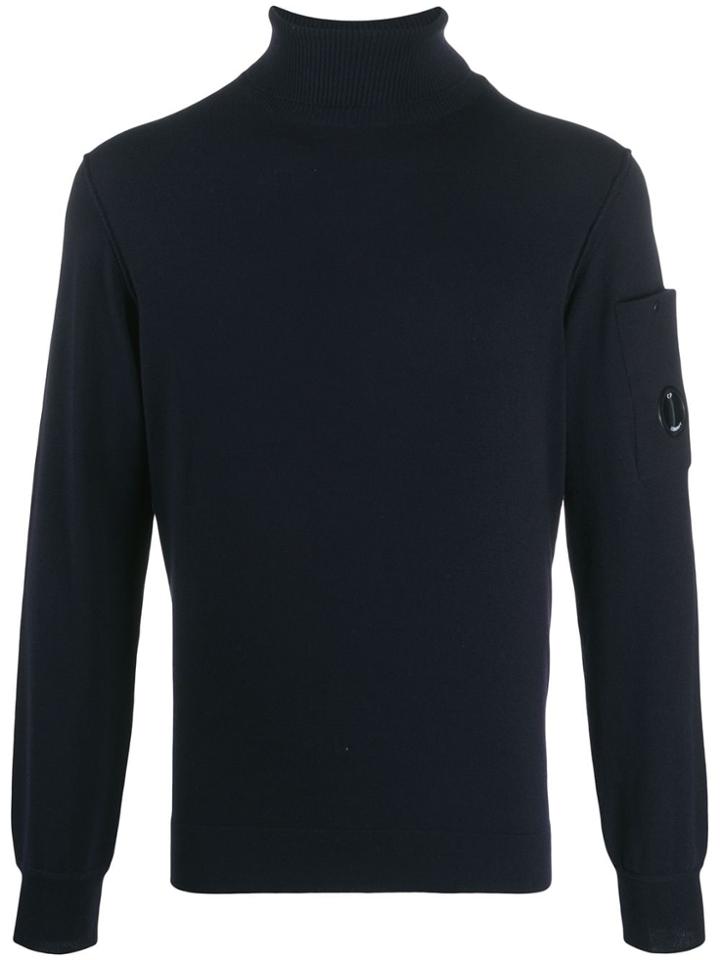Cp Company Lens Detail Turtle Neck Sweater - Blue