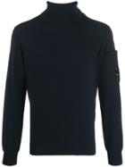 Cp Company Lens Detail Turtle Neck Sweater - Blue