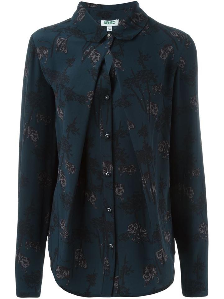 Kenzo 'bamboo Tiger' Shirt, Women's, Size: 38, Blue, Silk