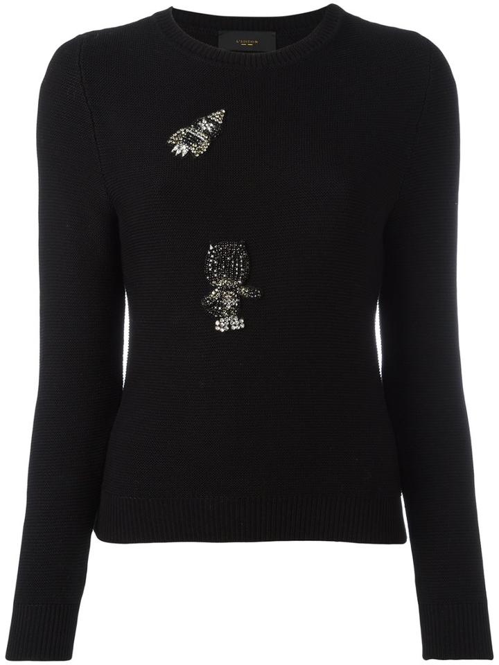 Lédition Embellished Jumper, Women's, Size: Medium, Black, Cotton