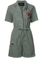 Mr & Mrs Italy Patch-appliquéd Playsuit - Green