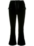 Unravel Project Velvet Cropped Lace-up Trousers - Black