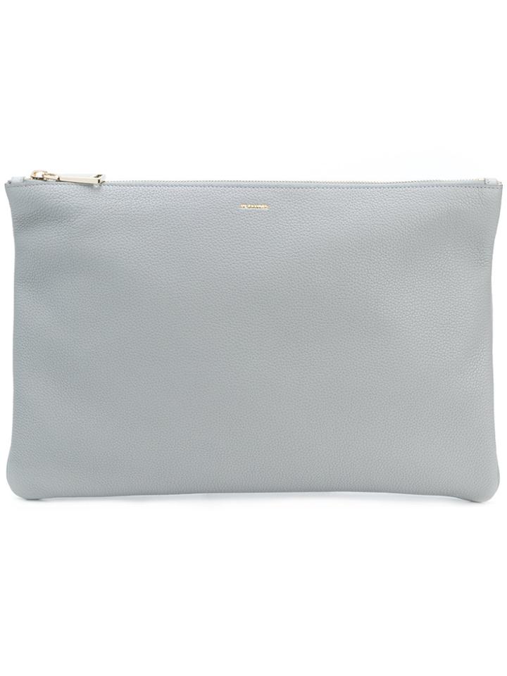 Jil Sander Logo Zipped Clutch - Grey