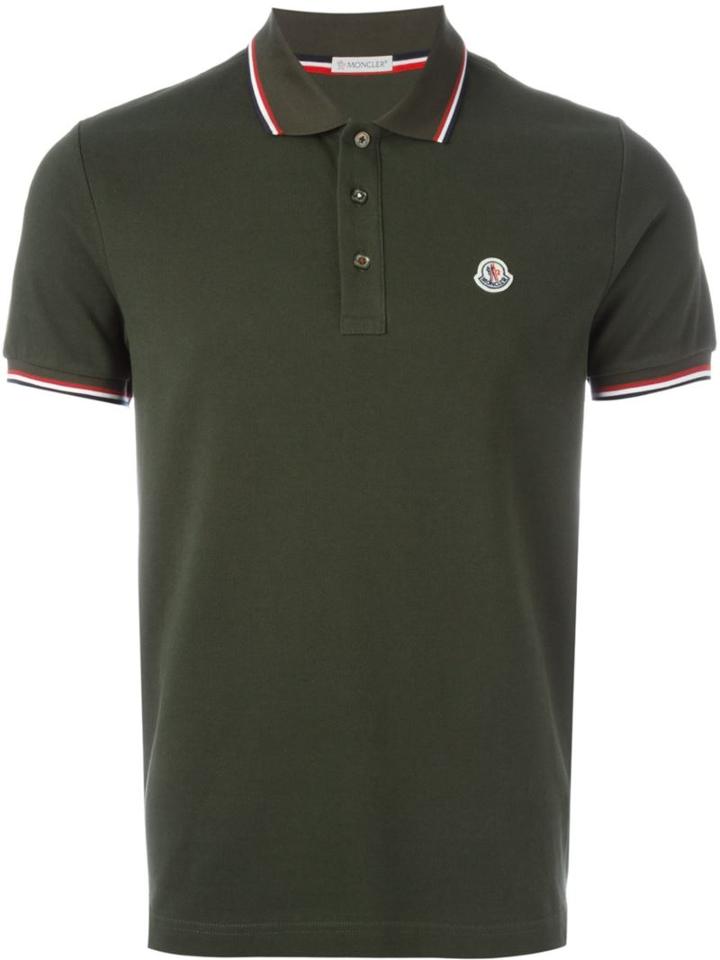 Moncler Short Sleeve Polo Shirt, Men's, Size: Small, Green, Cotton