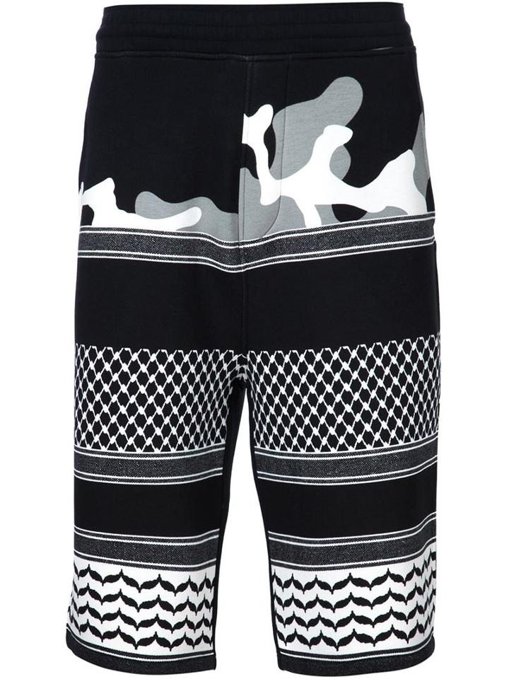 Neil Barrett Patterned Camouflage Shorts, Men's, Size: Xs, Black, Lyocell/cotton