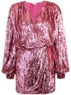 Attico Sequin Wrap Dress - Pink & Purple
