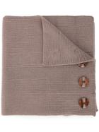 0711 Button Embellished Knitted Scarf - Nude & Neutrals