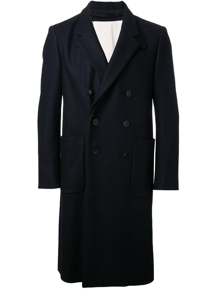 08sircus Double Breasted Coat, Men's, Size: 5, Black, Cotton