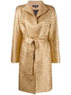 Paule Ka Metallic Stitched Wrap Coat - Gold