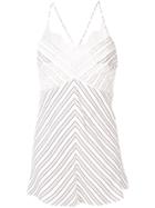 Victoria Beckham Diagonal Striped Lace Cami Top - White
