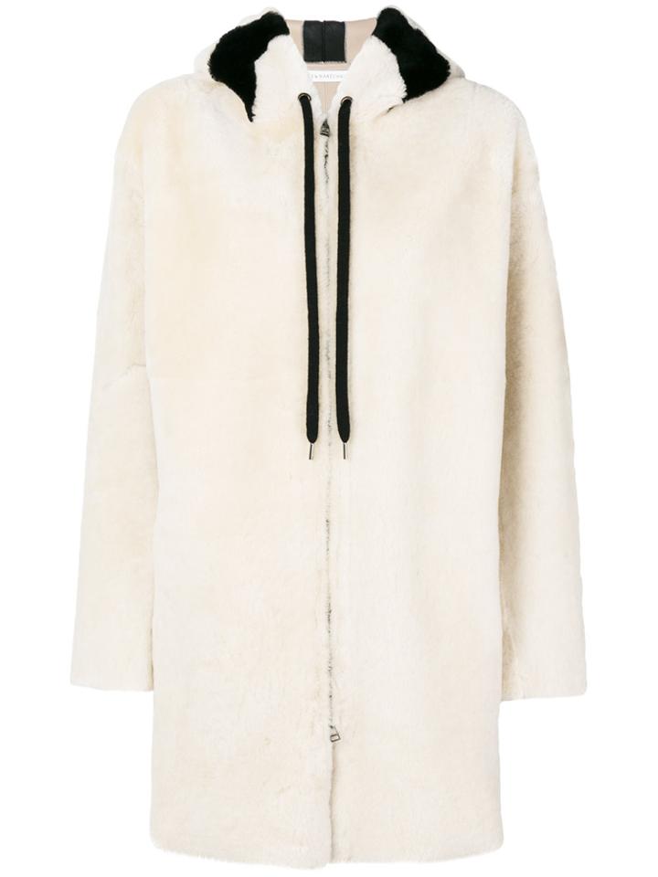 Inès & Maréchal Fur Detail Hooded Coat - Nude & Neutrals