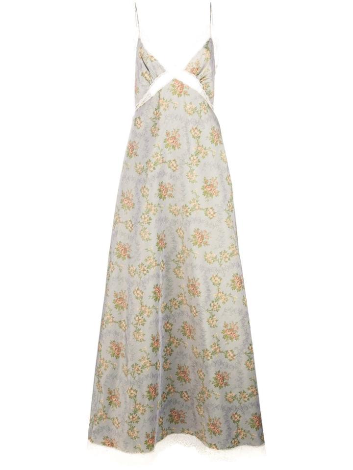 Brock Collection Floral Print Slip Dress - Green