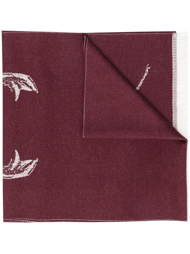 Alexander Mcqueen Skull Bug Scarf - Red