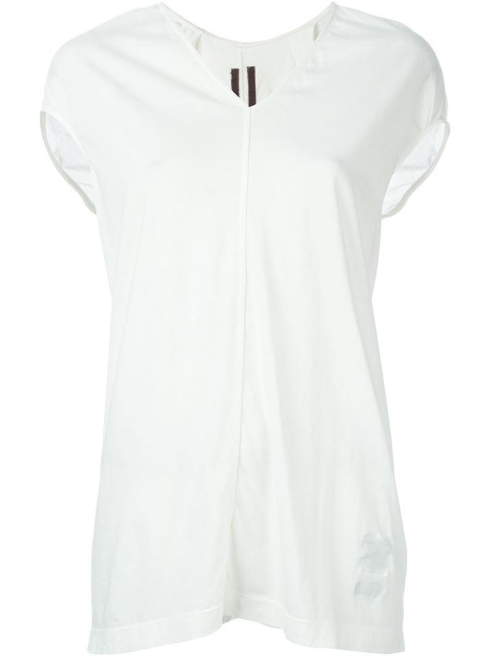 Rick Owens Drkshdw V-neck T-shirt, Women's, Size: S, White, Cotton