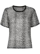 Saint Laurent - Leopard Print Semi-sheer T-shirt - Women - Silk - 36, Grey, Silk