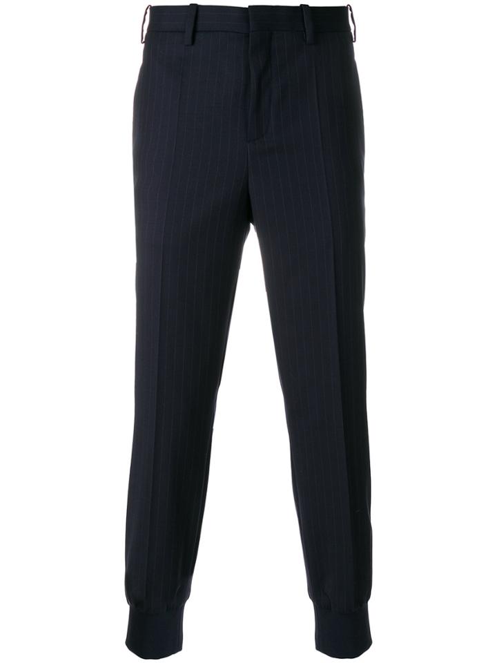 Neil Barrett Pinstripe Cuffed Trousers - Blue