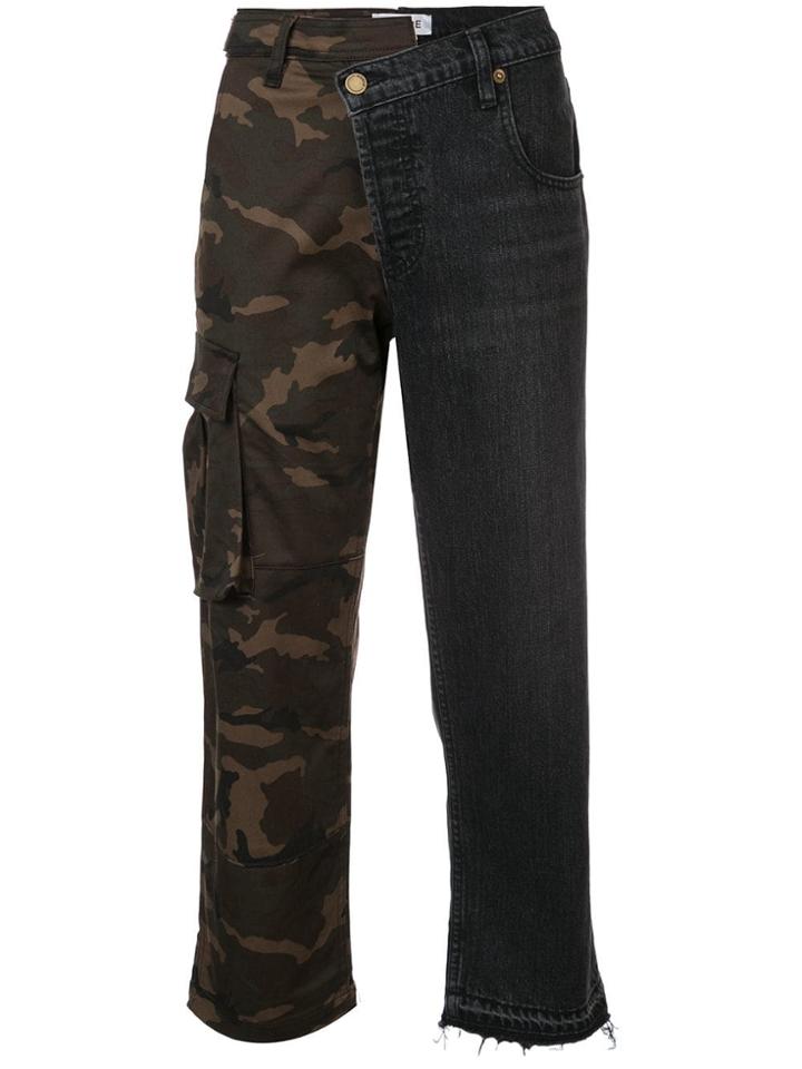 Monse Denim And Camouflage Patchwork Jeans - Grey