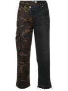 Monse Denim And Camouflage Patchwork Jeans - Grey