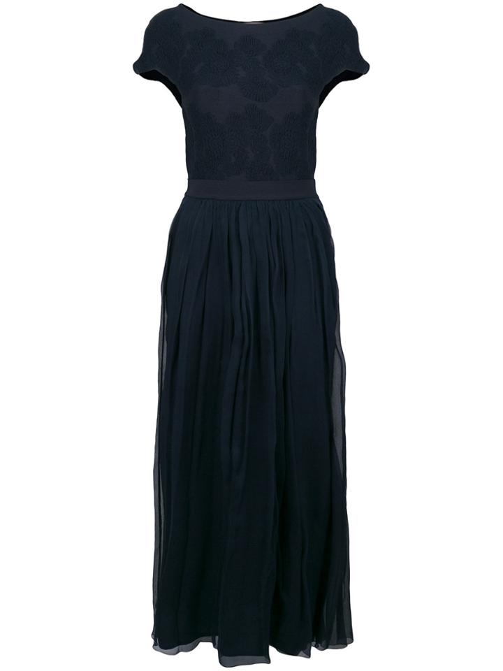 D.exterior Long Jacquard Knit Dress - Blue