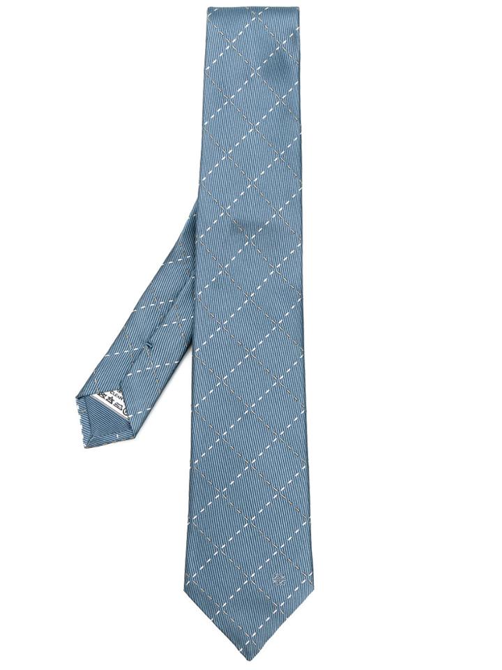 Loewe Stitching Checks Tie - Blue