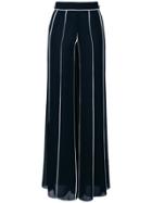 Edward Achour Paris Striped Flared Trousers - Blue