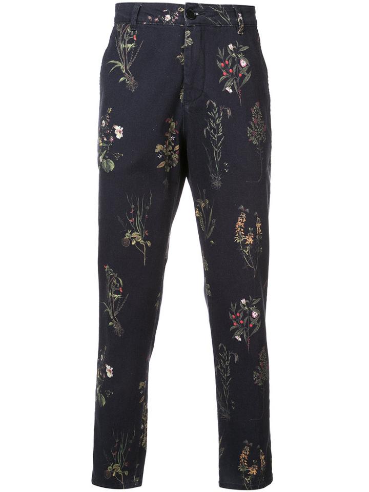 Osklen - Plant Print Chinos - Men - Cotton/spandex/elastane - 42, Black, Cotton/spandex/elastane