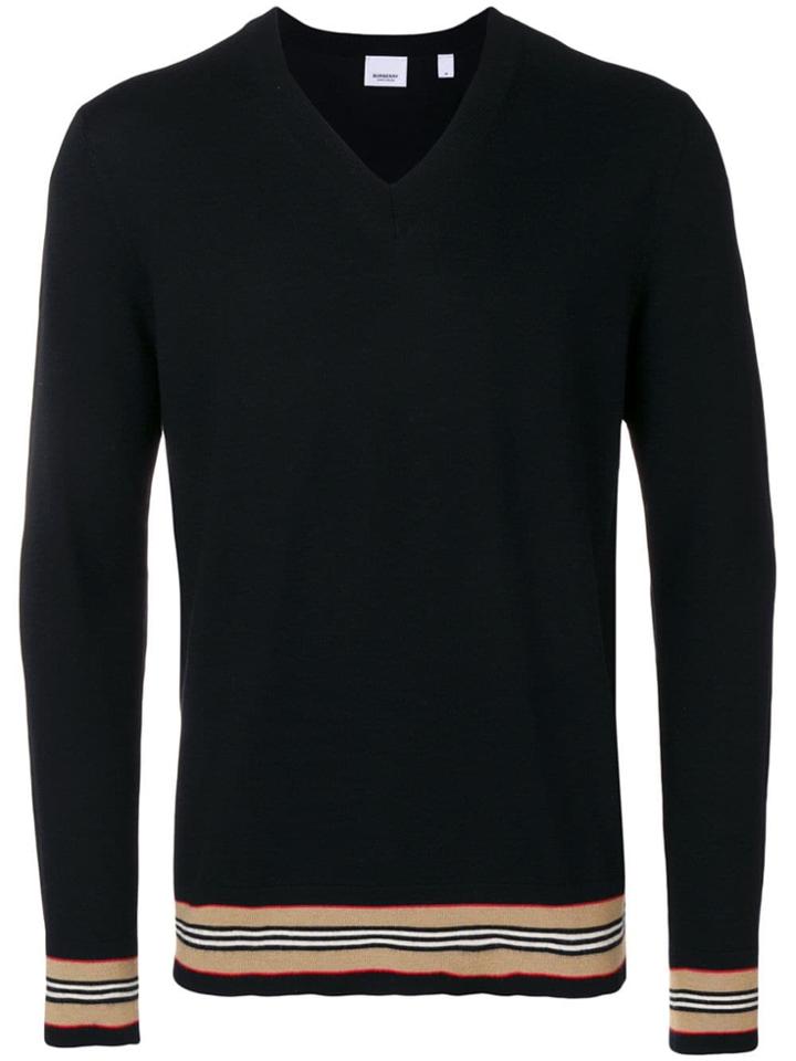 Burberry Icon Stripe Merino Sweater - Black