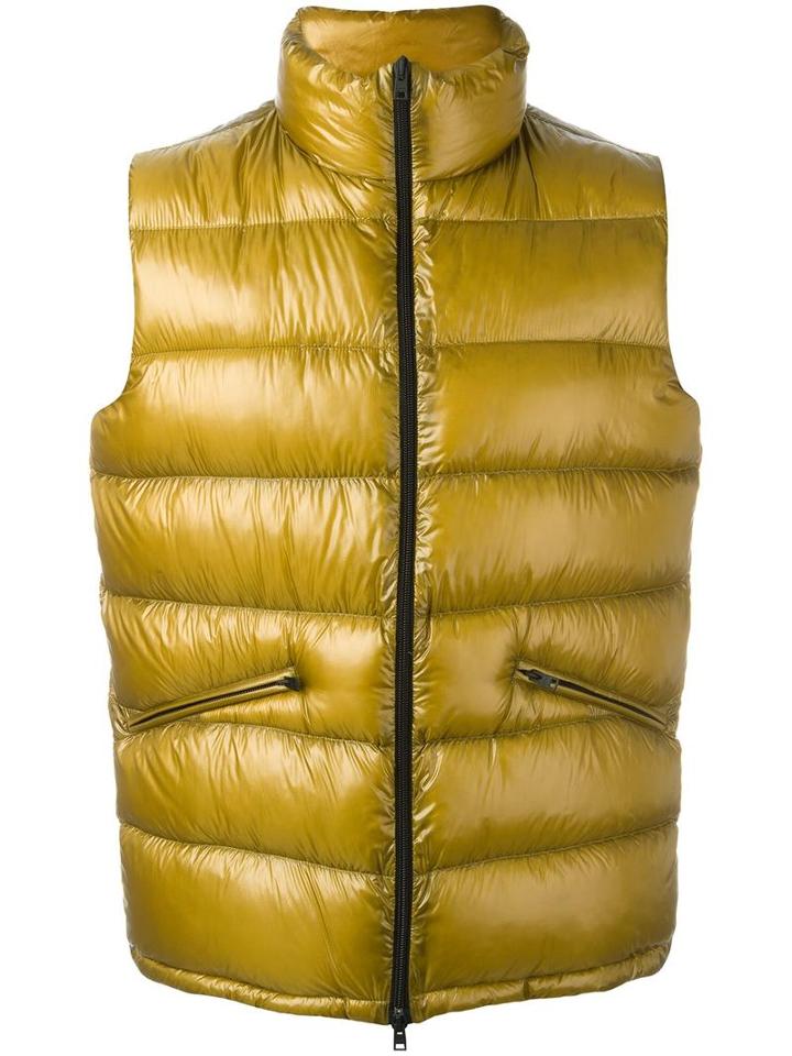 Herno Padded Gilet, Men's, Size: 48, Yellow/orange, Polyamide/spandex/elastane/feather Down