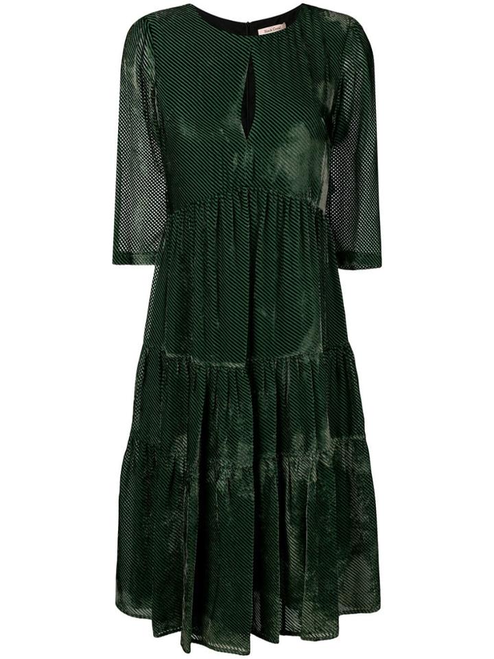 Black Coral Pleated Dress - Green