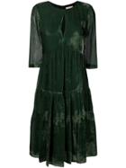 Black Coral Pleated Dress - Green