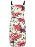 Dolce & Gabbana Sleeveless Peony Print Cotton Gathered Dress - Pink