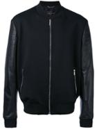 Versace - Leather-panelled Bomber Jacket - Men - Lamb Skin/polyamide/polyester/spandex/elastane - 50, Black, Lamb Skin/polyamide/polyester/spandex/elastane