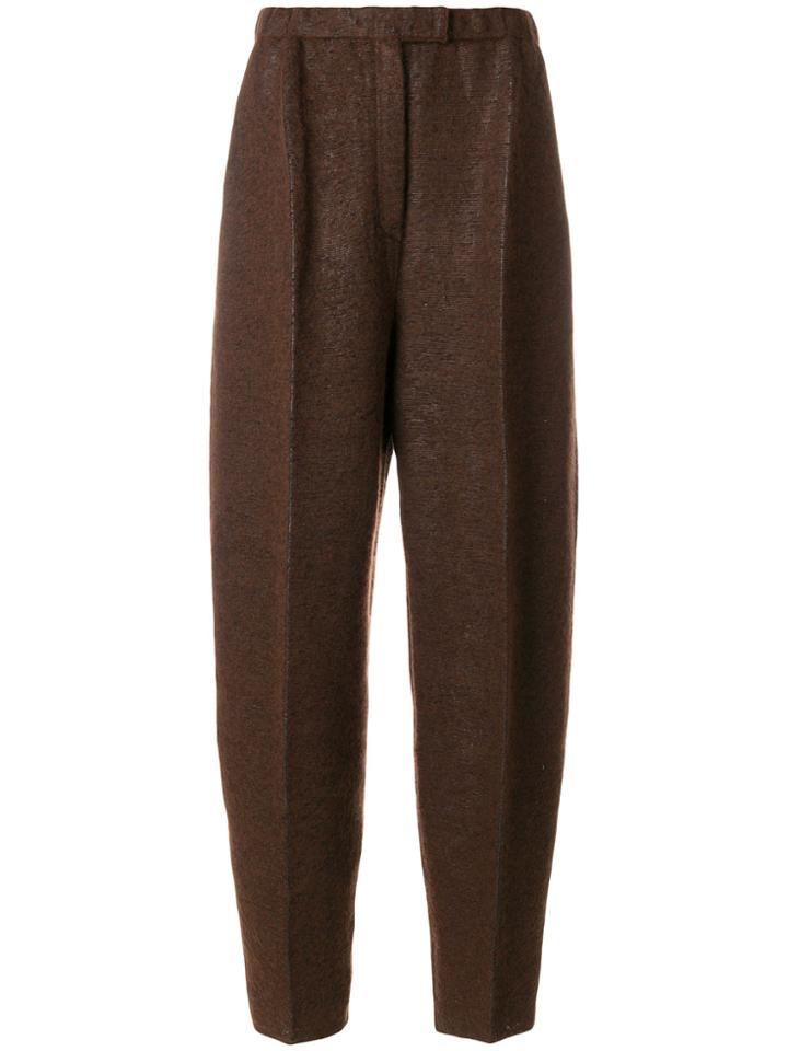Boboutic Front Pleat Tapered Trousers - Brown