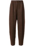 Boboutic Front Pleat Tapered Trousers - Brown