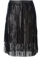 Drome Fringed Leather Skirt, Women's, Size: Small, Black, Lamb Skin/cupro