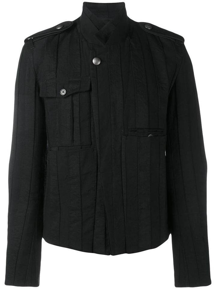 Ann Demeulemeester Button Up Biker Jacket, Men's, Size: Medium, Black, Cotton/linen/flax/rayon