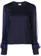 Comme Des Garçons Noir Kei Ninomiya Tulle Sleeved T-shirt - Blue