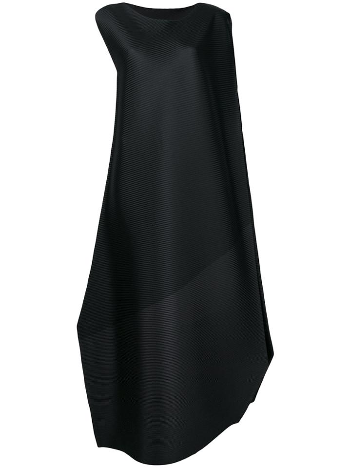 Issey Miyake Ribbed Flared Dress - Black