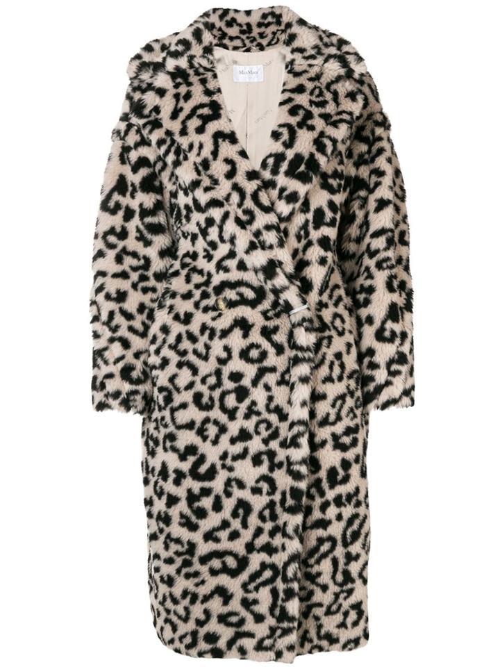 Max Mara Oversized Leopard Print Coat - Neutrals
