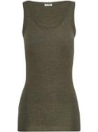 Miu Miu Ribbed Knit Vest Top - Green