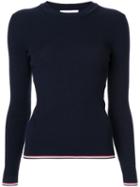 Thom Browne Rwb Stripe Crew Neck Sweater - Blue