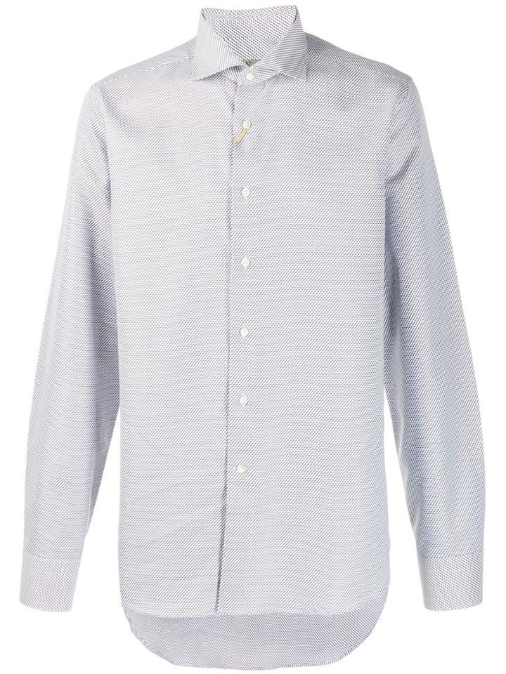 Canali Embroidered Long-sleeve Shirt - White