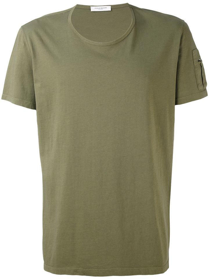 Paolo Pecora - Sleeve Detail T-shirt - Men - Cotton - M, Green, Cotton
