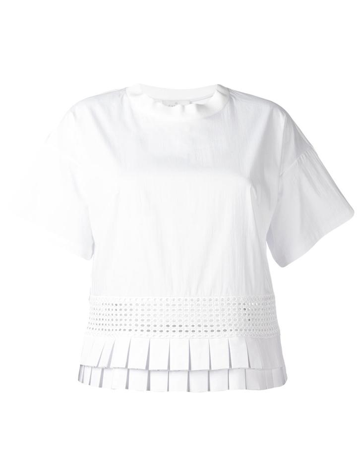 Capucci Pleated Hem T-shirt, Women's, Size: Large, White, Cotton/polyamide/spandex/elastane